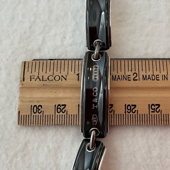 TIFFANY & CO. Vintage 1837 Silver & Midnight Titanium Bar Link Bracelet - Picture 10 of 16